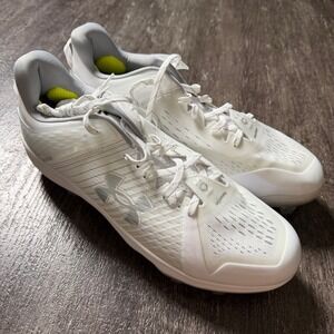 Under Armour Harper 7 Low Elite TPU Baseball Cleats Mens 15 White Iridescent